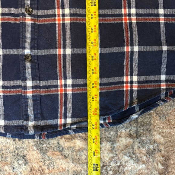 Lands' End Men's L/S Navy Blue Plaid Flagship Flannel Button-Down Shirt Top 4XL - Picture 9 of 9
